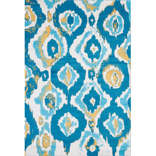 Ikat Rugs Wayfair Co Uk Essoura Blue Gold Rug