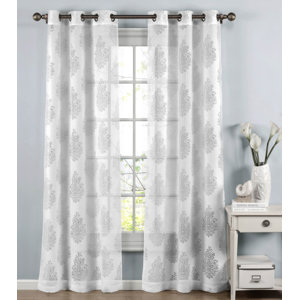 Paige Damask Sheer Curtain Panels (Set of 2)