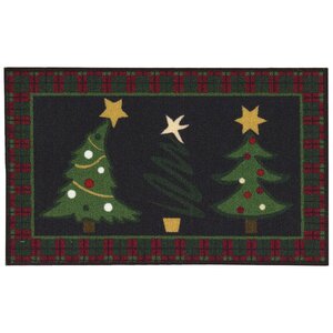 Trees Black Area Rug