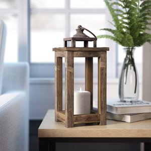 Rustic Pillar Wood Lantern