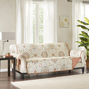 Floral Cotton Printed Reversible Box Cushion Sofa Slipcover
