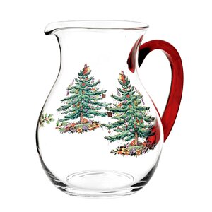 Christmas Tree Glass Pitcher