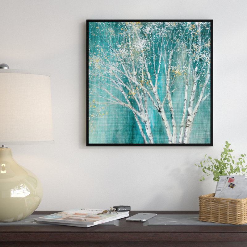 Red Barrel Studio Blue Birch Framed Painting Print on Wrapped Canvas