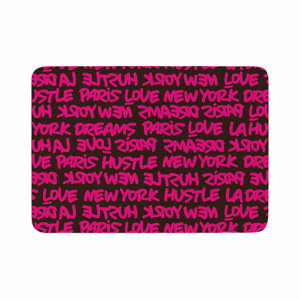 Just L Lux Writing Brn Typography Urban Memory Foam Bath Rug