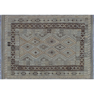 Vallejo Kilim Hand-Woven Rectangle Beige Wool Area Rug
