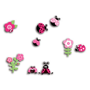 Home Decor Line Pink Ladybugs 3D Wall Decal