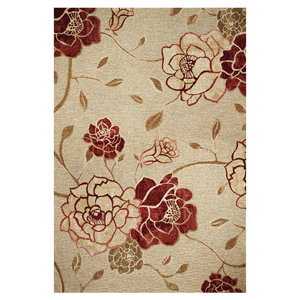 Freeport Burgundy/Beige Flora Indoor/Outdoor Area Rug