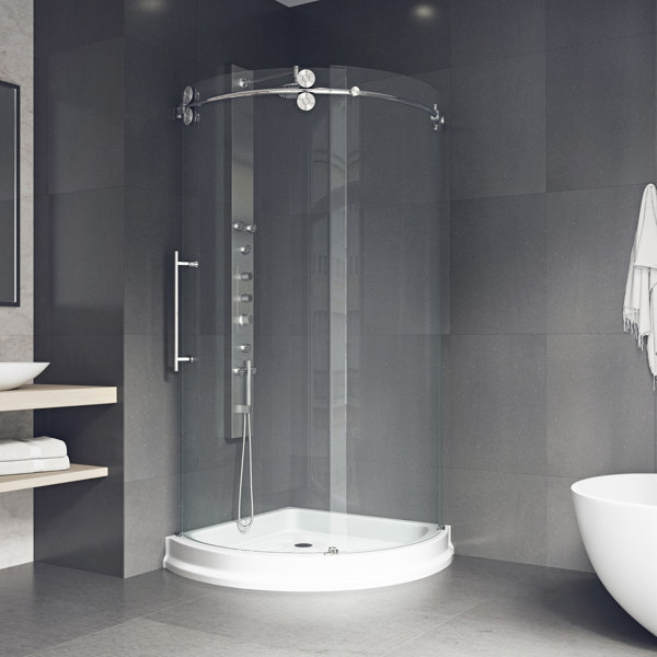 VIGO Sanibel 38" x 74.63" Round Sliding Shower enclosure with Base