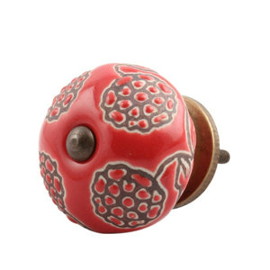 Handpainted Marigold Etched Ceramic Cabinet Round Knob (Set of 2)