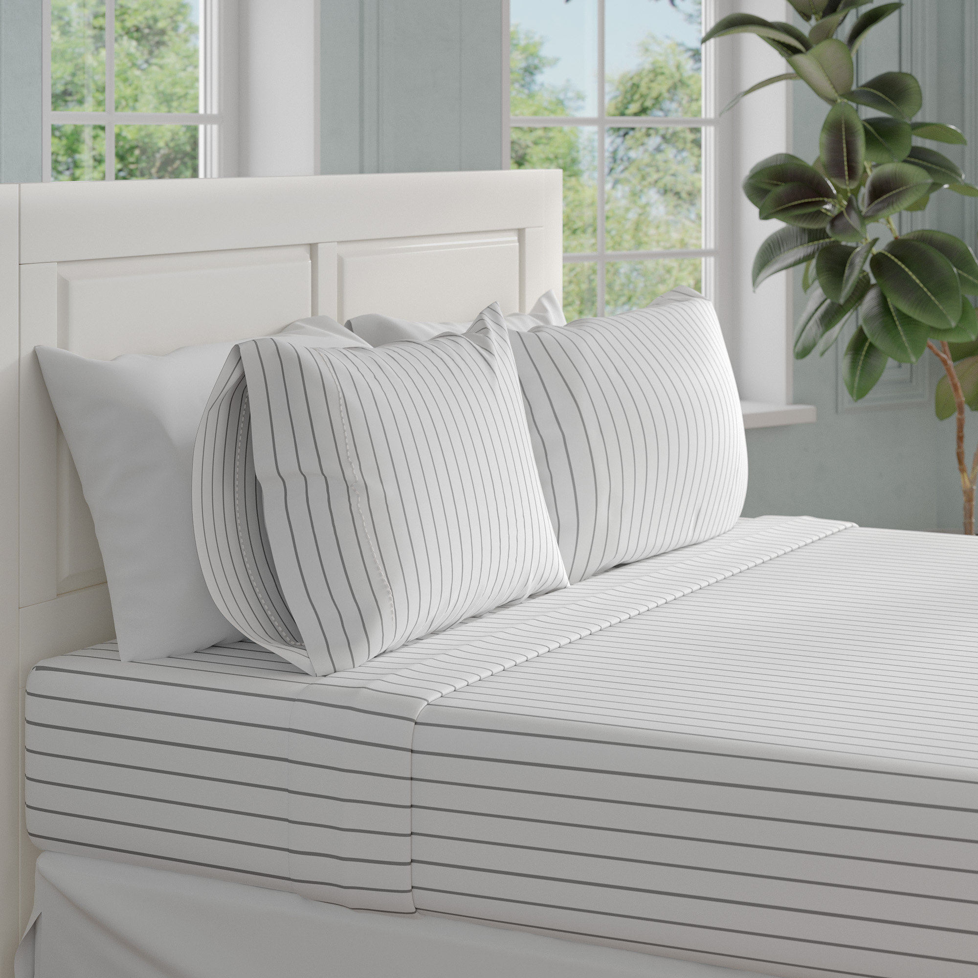 The Twillery Co Newt Egyptian Quality Pinstripe Sheet Set Reviews Newt Egyptian Quality Pinstripe Sheet Set Reviews Wayfair