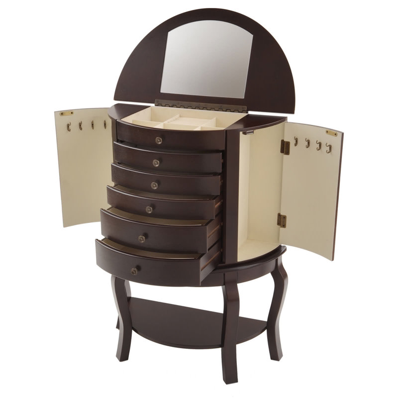 Wildon Home ® Bay Shore Oyster Bay Jewelry Armoire with Mirror