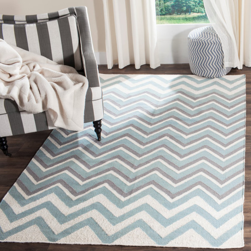 Latitude Run Blue/White Hand Woven Area Rug & Reviews Wayfair