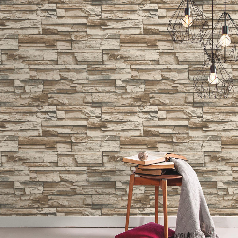 Fleur De Lis Living Coleen Stacked Stone 16 5 L X 20 W Brick Coleen Stacked Stone 16 5 L X 20 W Brick And Stick Wallpaper Roll