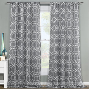 Newbella Geometric Sheer Curtain Panels (Set of 2)