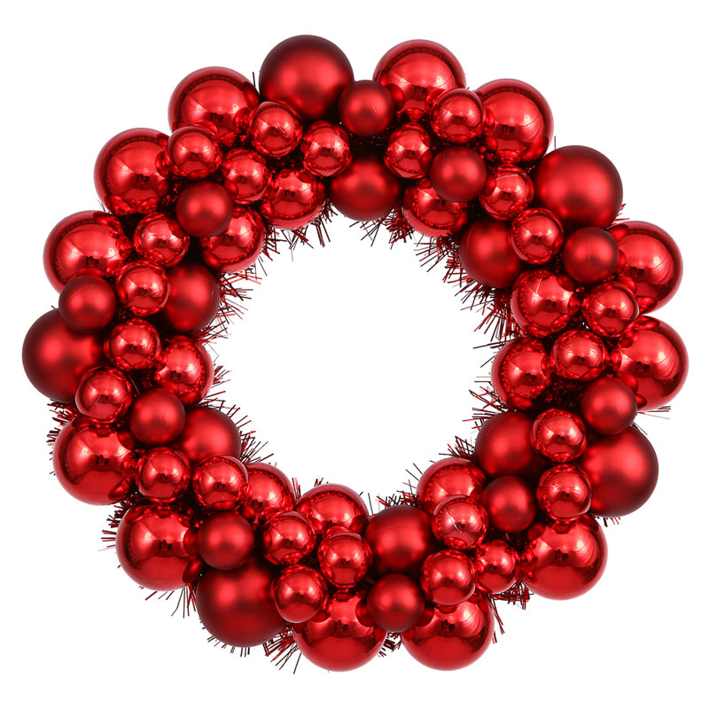 The Holiday Aisle Colored Ball Wreath with Tinsel & Reviews Wayfair