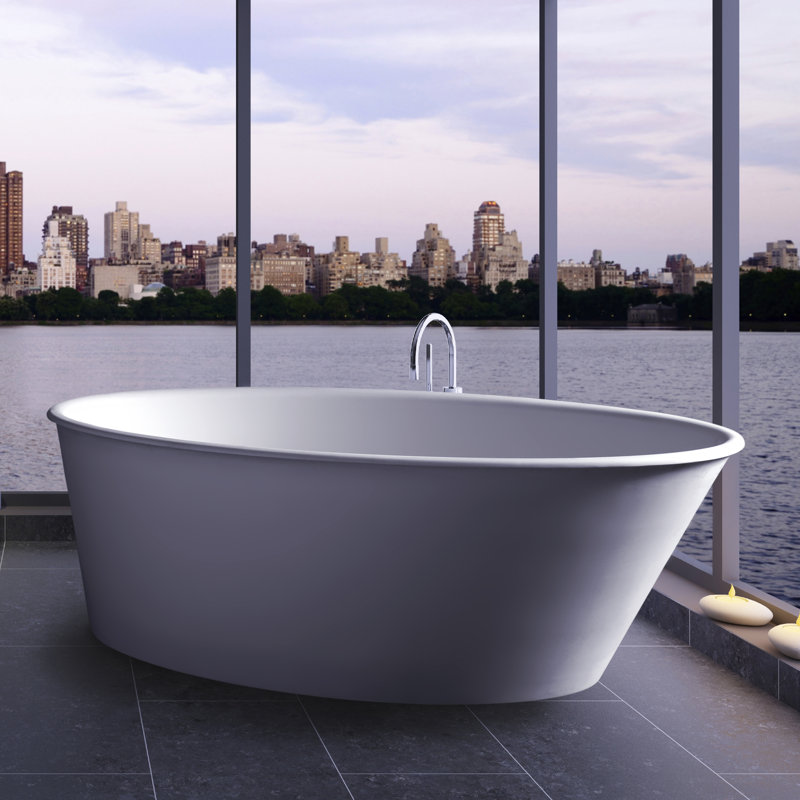 clarke products oval one 58" x 34.75" freestanding soaking bathtub