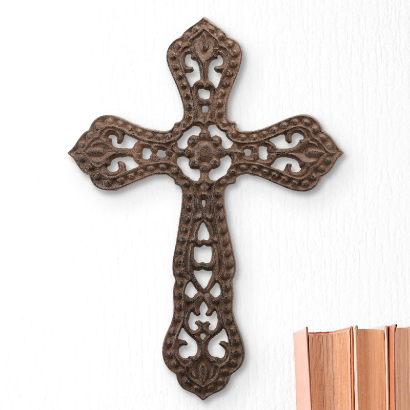 Ophelia Co Large Rustic Flower Cast Metal Cross Wall Décor Large Rustic Flower Cast Metal Cross Wall Décor