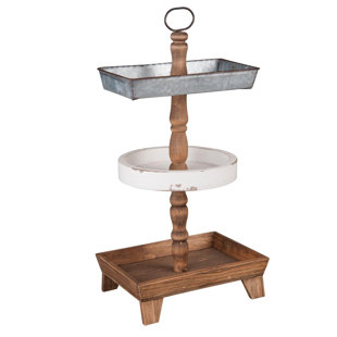 3 Tiered Wooden Tray Wayfair Tray 3 Tiered Stand