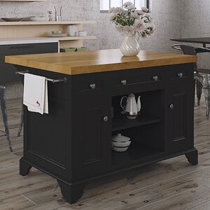 Sutton Kitchen Island with Wood Top