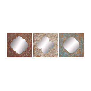 Mirror Wall Decor Set Wayfair 3 Piece Metal Wood And Mirror Wall Decor Set
