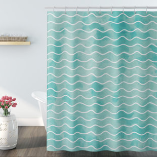 Nautical Shower Curtains You Ll Love Wayfair Rossie Ocean Sea Wave Pattern Shower Curtain