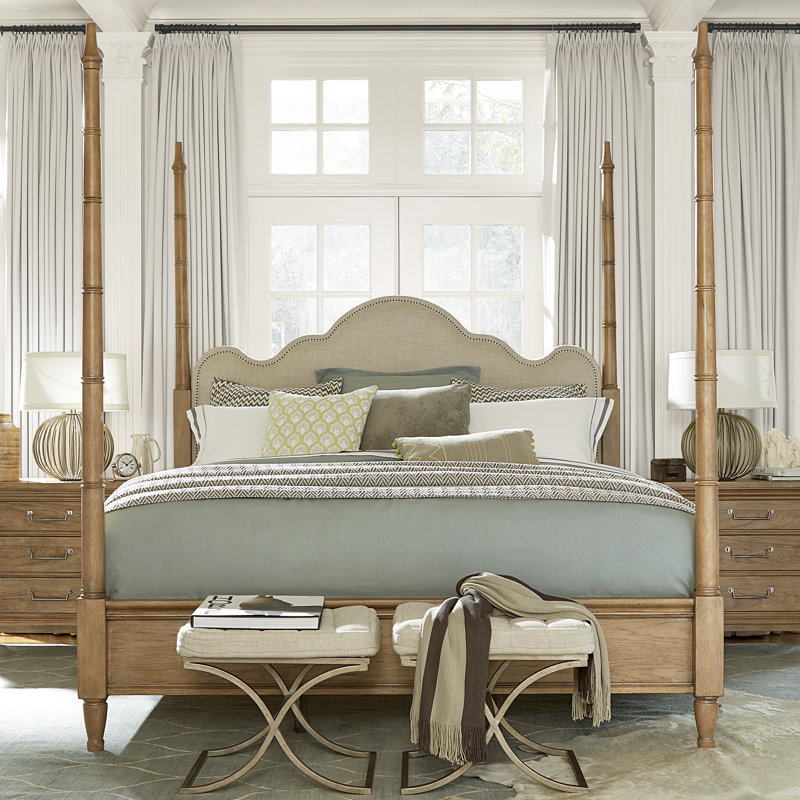 Laurel Foundry Modern Farmhouse Riverdale Upholstered Four Poster Bed & Reviews | Wayfair
