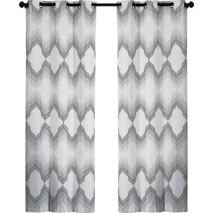 Swanton Geometric Room Darkening Grommet Curtain Panels (Set of 2)