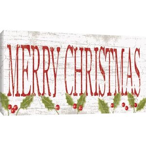 'Merry Christmas' Textual Art on Wrapped Canvas