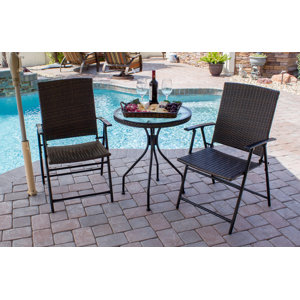 Gretchen Patio Wicker 3 Piece Bistro Set