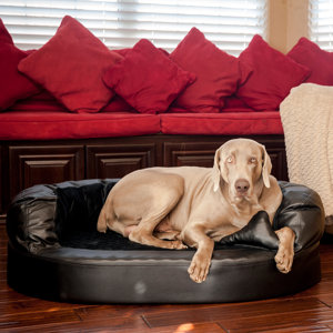 Luxury Orthopedic Memory Foam Leatherette Bolster Dog Bed