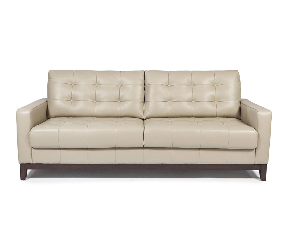 Brayden Studio Erdman Taupe Leather Sofa Reviews Wayfair