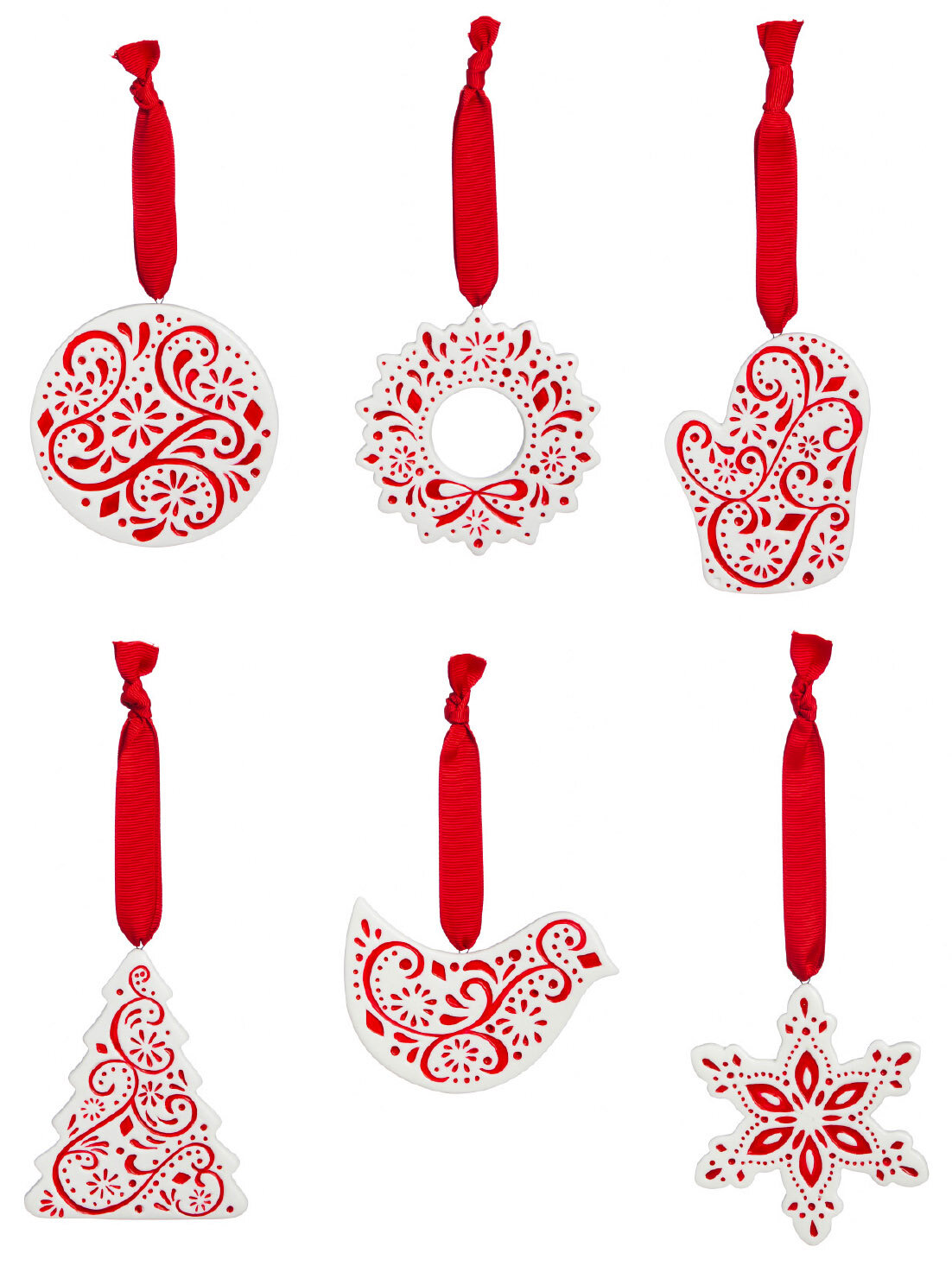 6 Piece Warmth of the Season Porcelain Shaped Ornament Set & Reviews