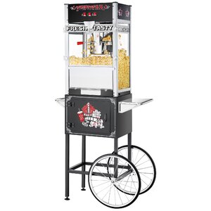 12 oz.TopStar Black Commercial Quality Popcorn Machine with Cart