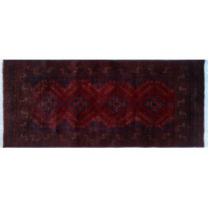 Alban Neutral Hand-Knotted Rectangle Red Indoor Area Rug