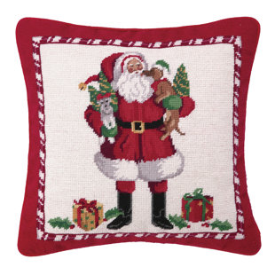 Hand Hooked Christmas Pillows Wayfair Hook Christmas Puppies Needlepoint Wool Throw Pillow