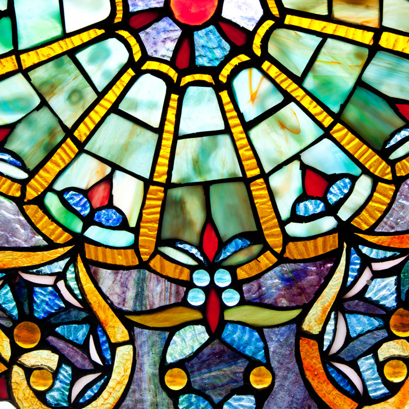 August Grove bed Heart Tiffany Style Stained Glass Window Panel