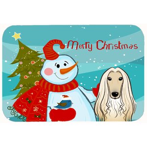 Snowman with Afghan Hound Kitchen/Bath Mat