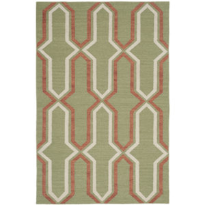 Dhurries Green / Orange Contemporary Area Rug