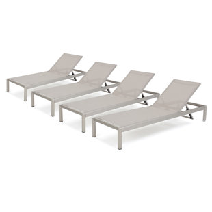 Modern Outdoor Chaise Lounges Allmodern Royalston Mesh Sun Lounger Set Of 4