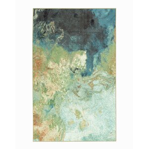 Niven Marble Ink Blue/Ivory Area Rug