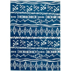 Botolph Tribal Blue/White Area Rug