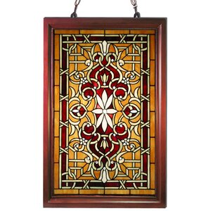 Wood Frame Stained Glass Window Panel