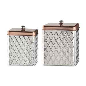 Square Diamond 2 Piece Kitchen Canister Set