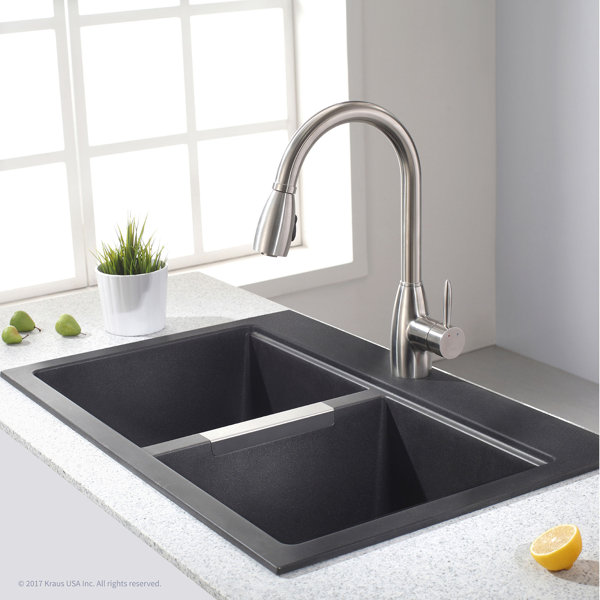 Kgd 433b Kraus Granite 33 L X 22 W Double Basin Dual Mount Kitchen Kgd 433b Kraus Granite 33 L X 22 W Double Basin Dual Mount Kitchen Sink Reviews Wayfair