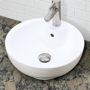 Classically Redefined Ceramic Circular Vessel Bathroom Sink with Overflow