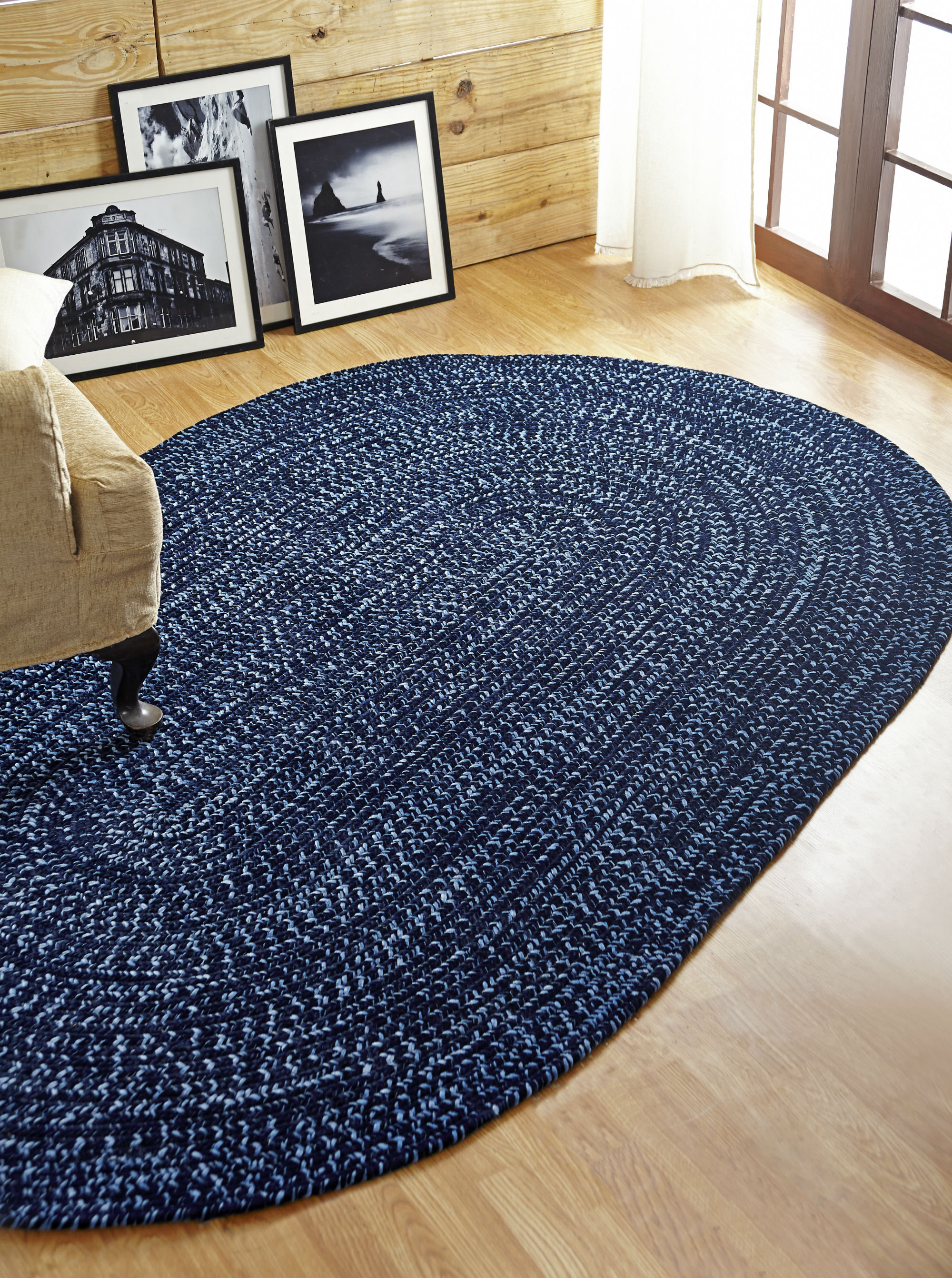 Chenille Navy Smoke Blue Area Rug