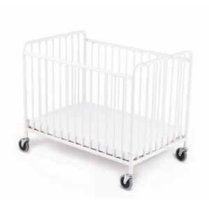 Stowaway Folding Compact Convertible Crib with Mattress