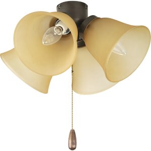 4-Light Branched Antique Bronze Ceiling Fan Light Kit