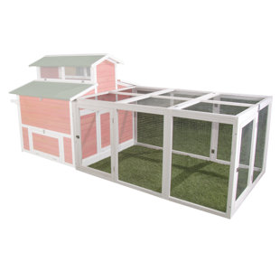 Pawhut 83 Wooden Backyard Chicken Coop With Covered Run And Nesting Box