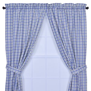 Leo Tailored Plaid & Check Semi-Sheer Rod Pocket Curtain Panels (Set of 2)